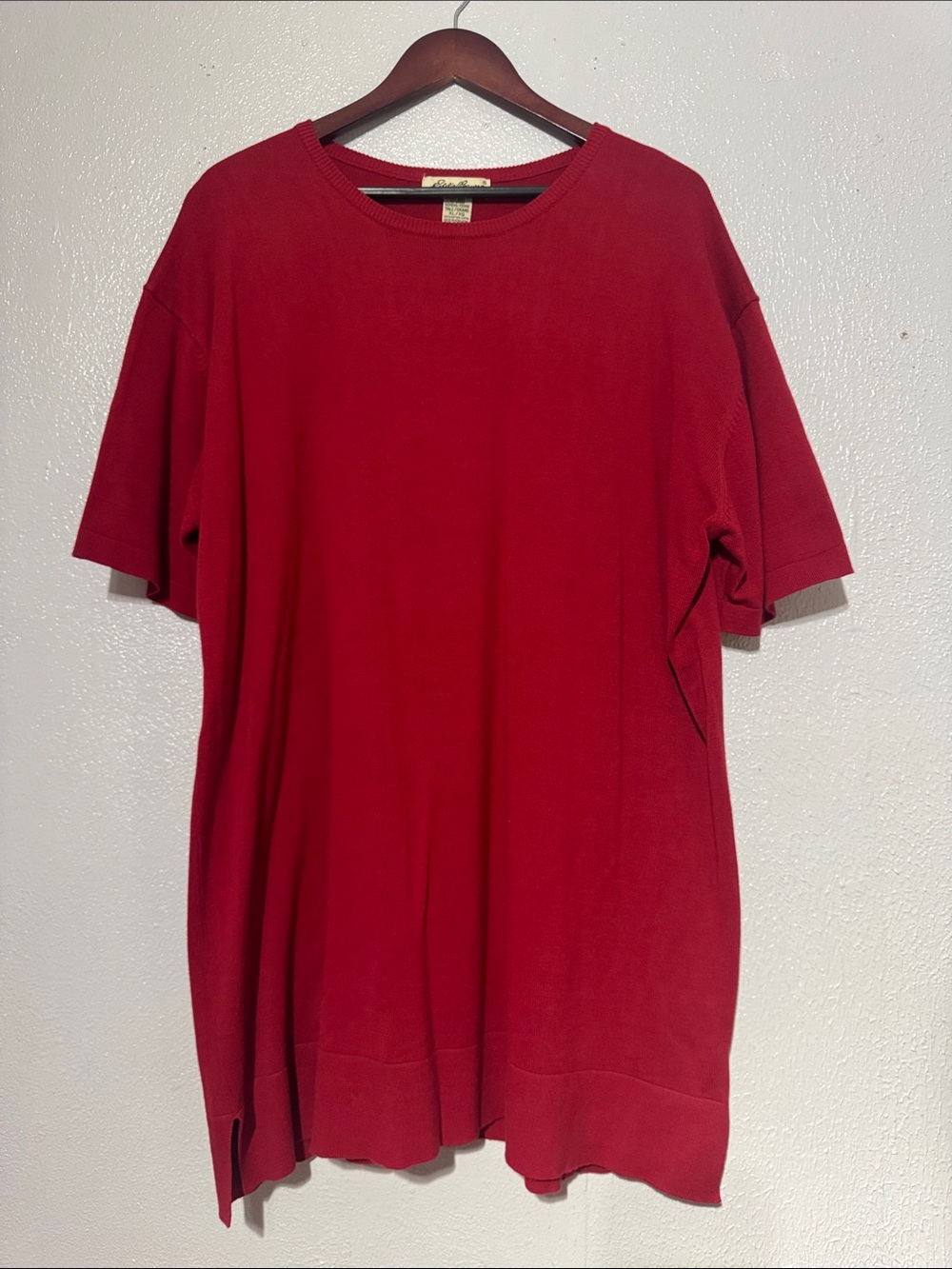 Vintage Eddie Bauer Solid Red Crewneck T-Shirt Womens XL Tall Gorpcore Tee